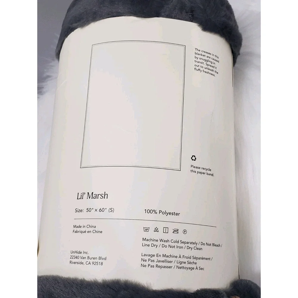 NWT UnHide - Lil' Marsh - Faux Fur Blanket - 50